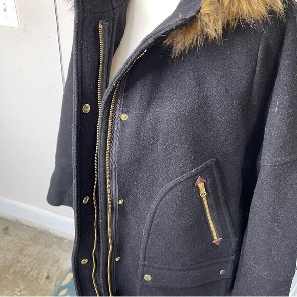 J Crew Plus Chateau Parka black Stadium Cloth Nello Gori wool blend coat size 22 - Picture 8 of 8